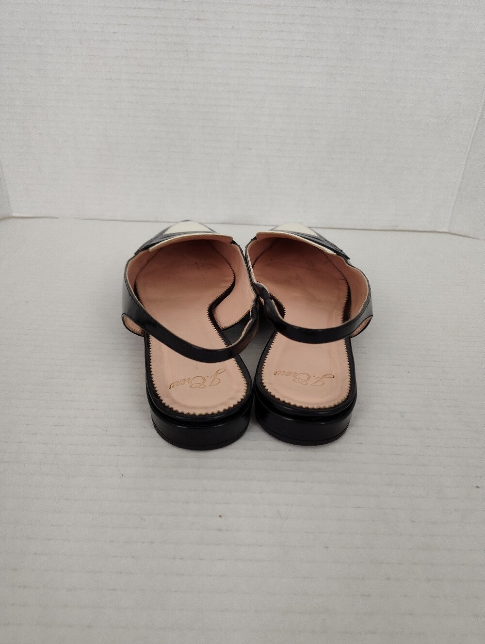 J Crew Black White Patent Leather Slingback Ballet Flats 8.5 Penny Loafer Shoes - Picture 7 of 8